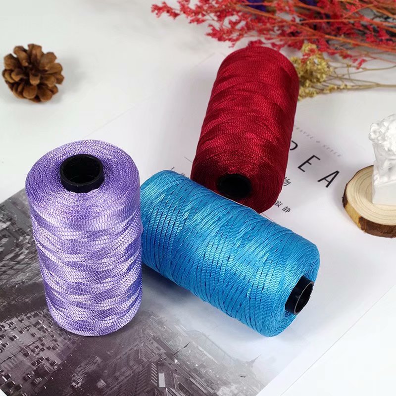 扁带线轻体冰丝钩鞋线100克夏凉帽手工编织亮丝线diy毛线鞋材料