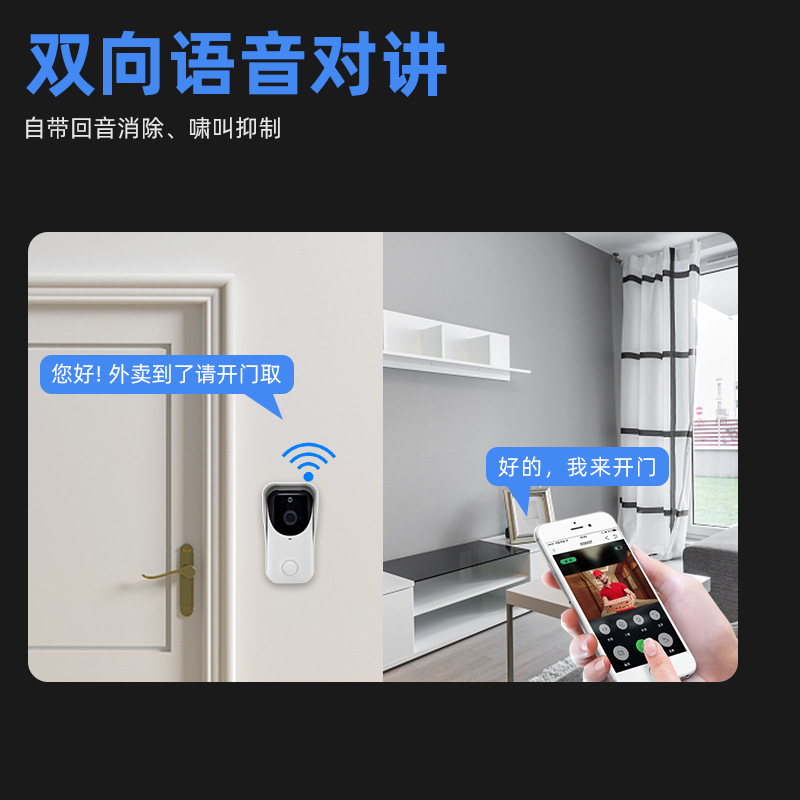 Graffiti Smart WiFi Visual Doorbell Wireless Visual Two-Way Intercom Home Alarm Mobile Phone Remote Video Haisi