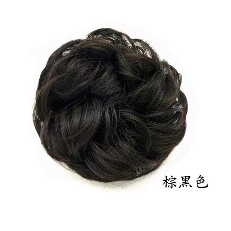 Realistic Wig Hair Band Rubber Band Hair Bag Updo Latte Art Small Balls Bud Female Headdress Flower Fluffy Curly Hair Large Hair Tie