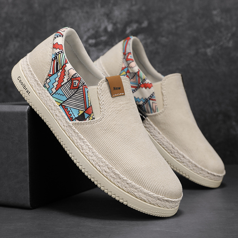 2024 spring canvas shoes casual board shoes ethnic style men‘s slip-on lazy old beijing cloth shoes fashionable men‘s shoes