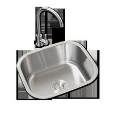 6B76304不锈钢水槽单槽 加厚厨房洗菜盆小号阳台吧台水池台下盆洗