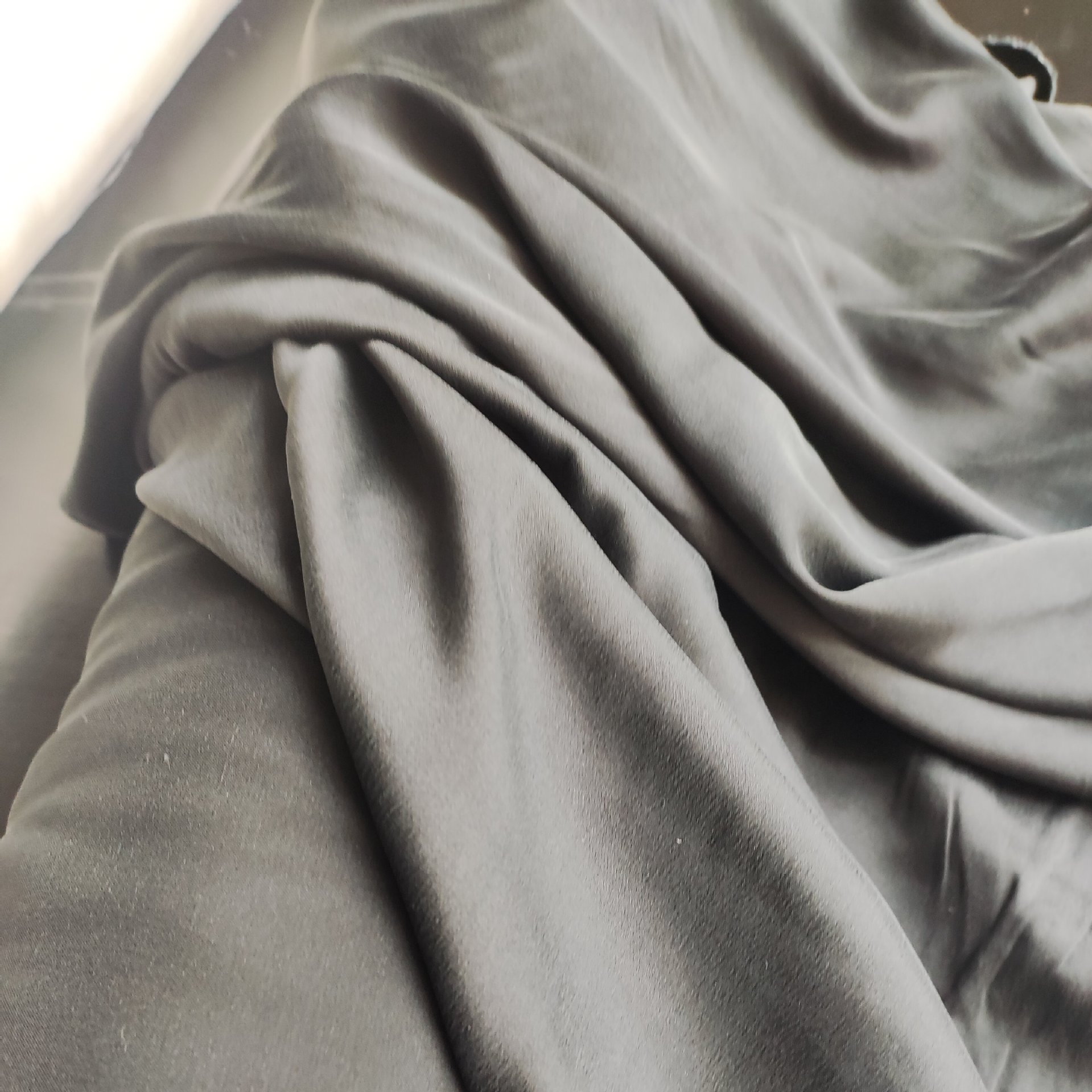 真丝服装面料 16mm砂洗弹力缎 (黑色) 108cm 时装布料,-阿里巴巴