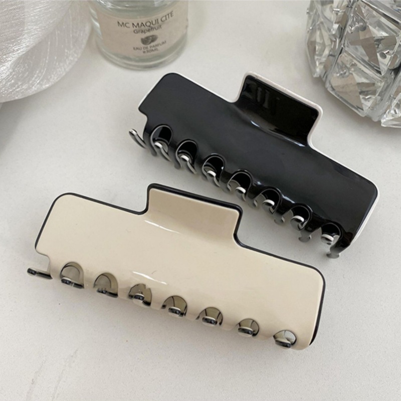 new black and white simple acetate grip women‘s back head square barrettes women‘s updo shark clip all-match hair accessories