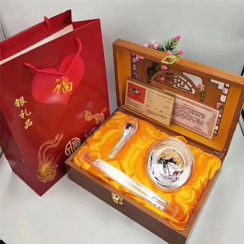 婚庆用品银碗三件套 银碗 喜碗 寿碗  银筷子 结婚敬茶杯现货