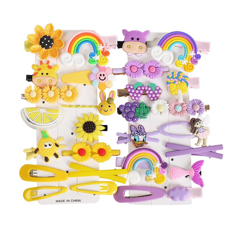 Children's Cartoon Barrettes Side Gap Former Multi-Color Red Hairpin Cute Princess Candy Color Hair Accessories Baby Hair Clip