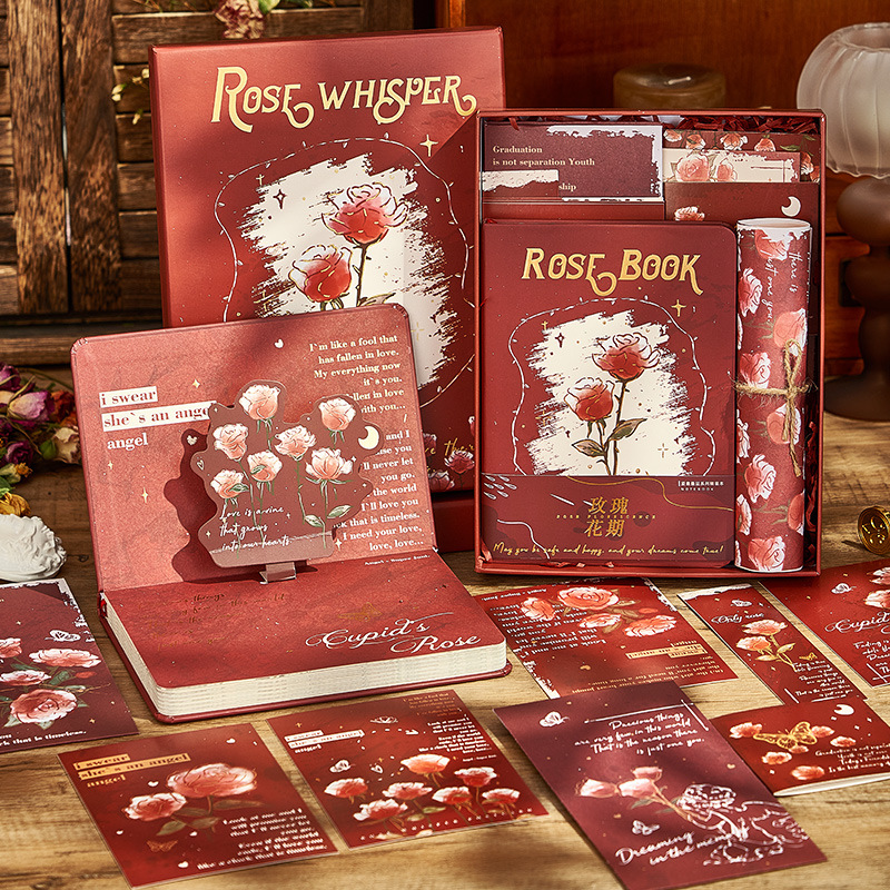 玫瑰日记本手帐本套装史诗笔记本本子学生复古风女孩手信礼盒感文