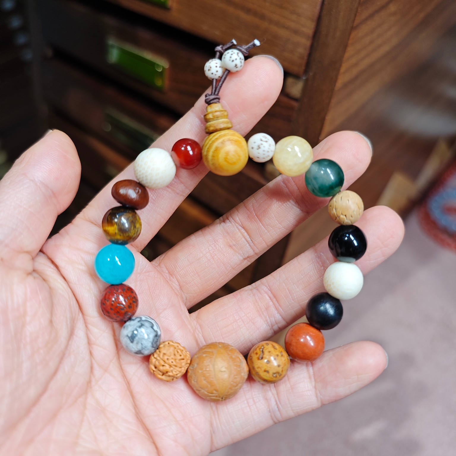 18-Seed Bodhi Bracelet Eighteen Prayer Beads Prayer Bead Bodhi Bracelet Beaded Bodhi Rosary Temple Binding Scenic Spot Memorial