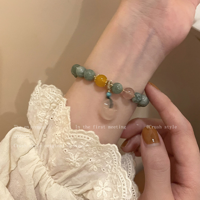 New Chinese Style Peace Buckle Beaded Bracelet Women's Court Style Niche Design Advanced Bracelet 2022 New Bracelet