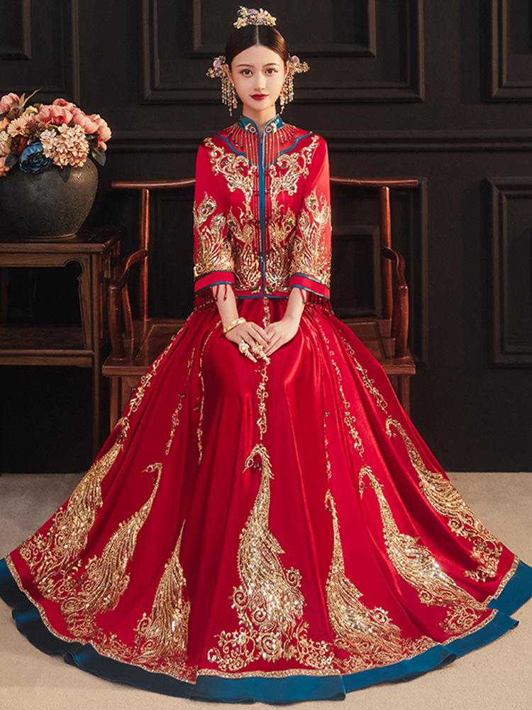 品牌汉服花嫁婚服明制【相敬如宾】凤冠霞帔全套中国风新娘古装嫁衣0