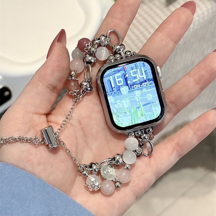 适用于applewatchs9苹果手表带iwatch87se混色猫眼石星星月亮表链