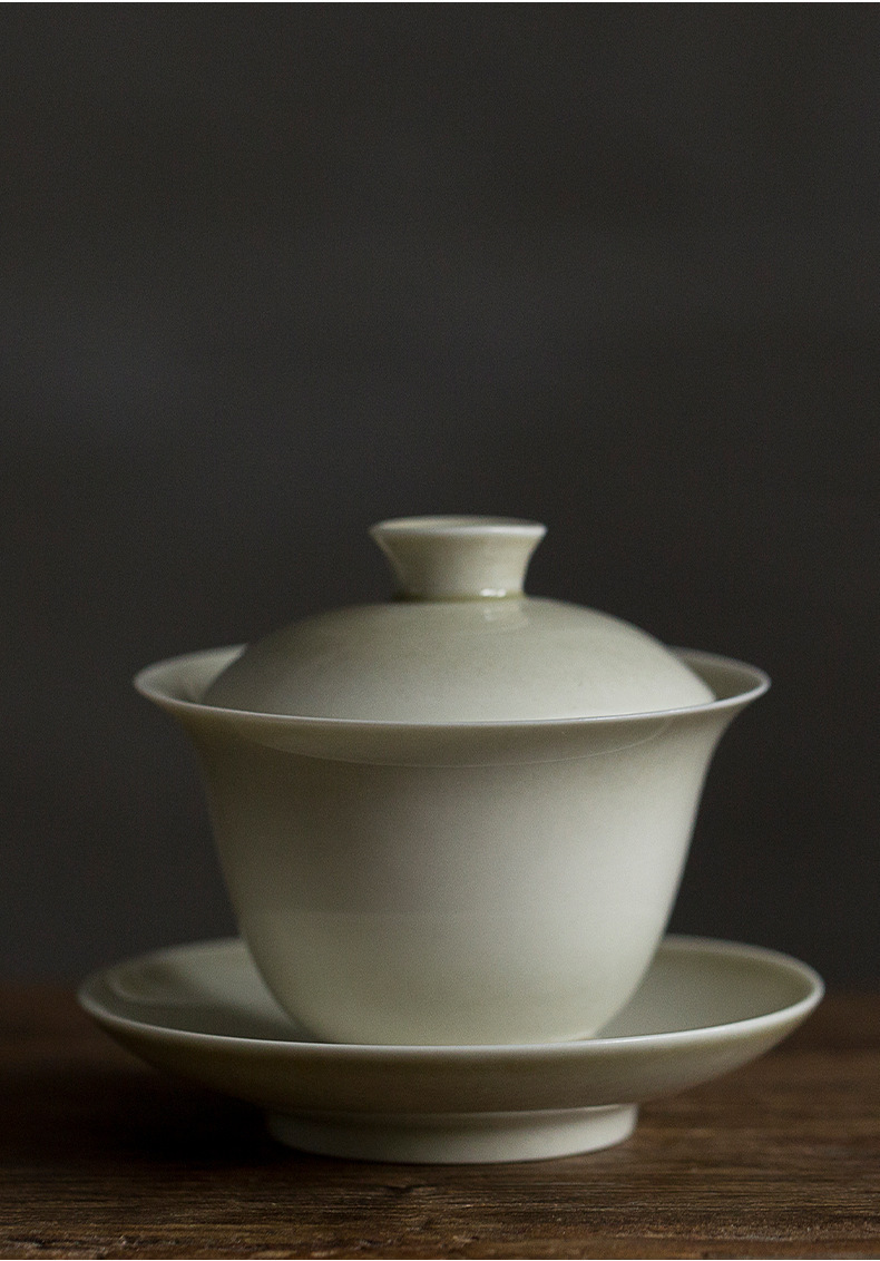草木灰三才盖碗泡茶碗岩茶碗功夫茶具套组盖碗茶杯单个盖碗套装