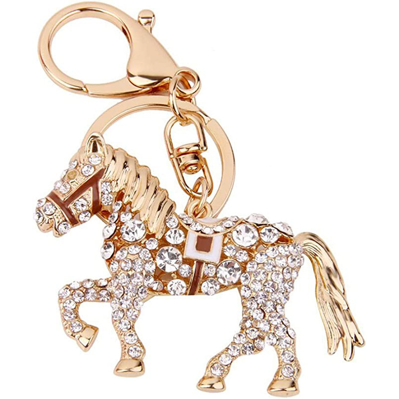 欧美时尚汽车钥匙扣汽车挂饰满钻小马钥匙扣女士包包挂件饰品批发