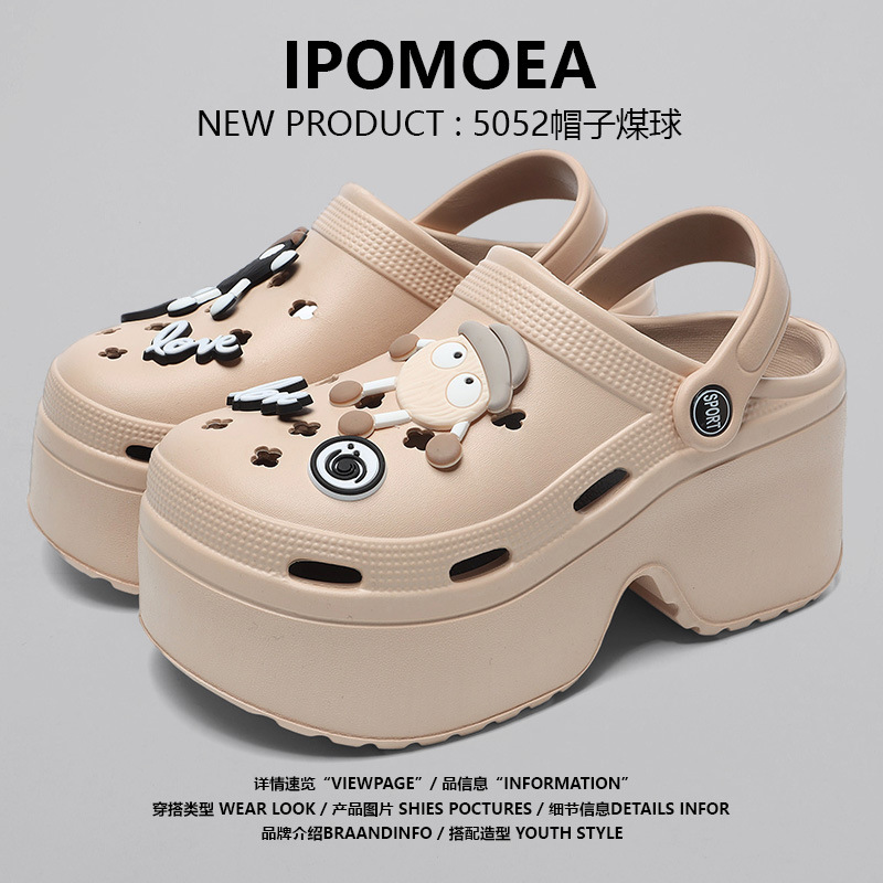 eva hole shoes women‘s summer outdoor wear drooping cartoon high heel platform slippers seaside pump beach shoes sandals