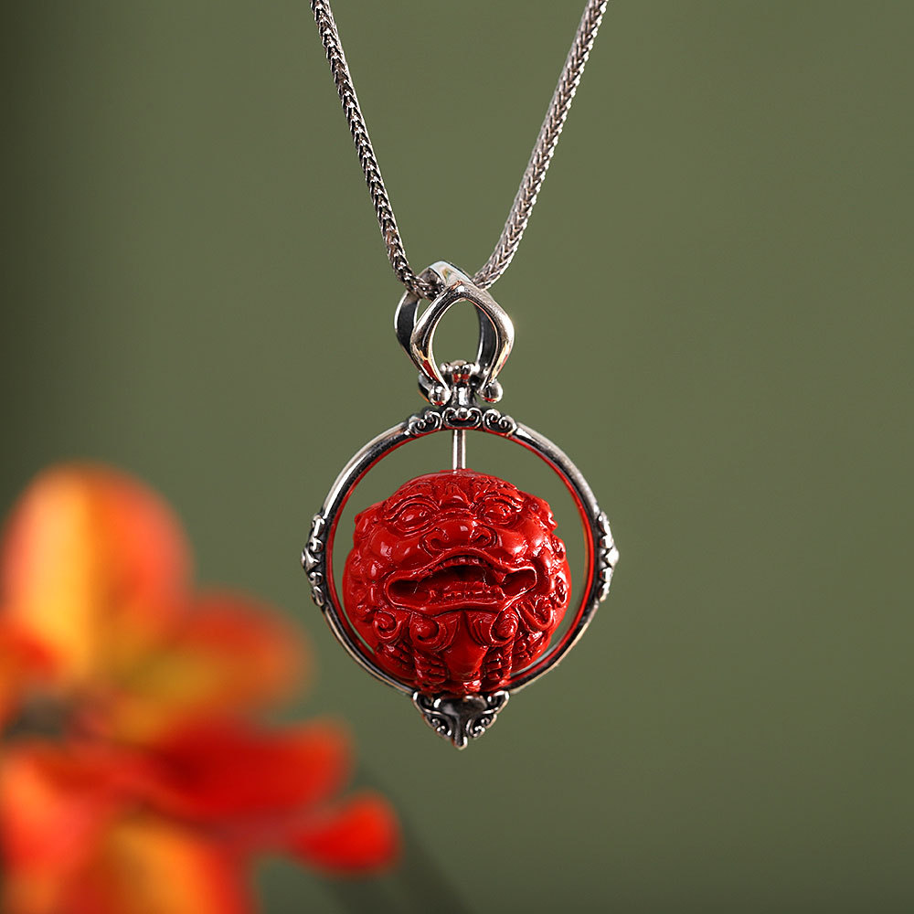 人品银品s925纯银朱砂貔貅转运珠吊坠男女个性国潮民族风时尚挂坠