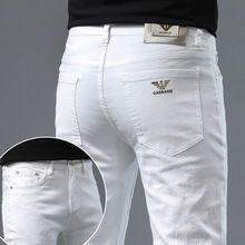 奇阿玛尼亚品牌牛仔裤男修身小脚裤欧货潮牌直播代发弹力薄款白色