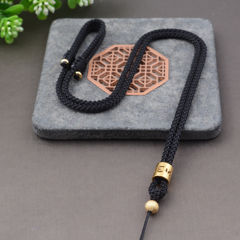 古法金色六字真言脖子项链绳貔貅玉石吊坠挂绳挂脖挂坠绳挂件绳子