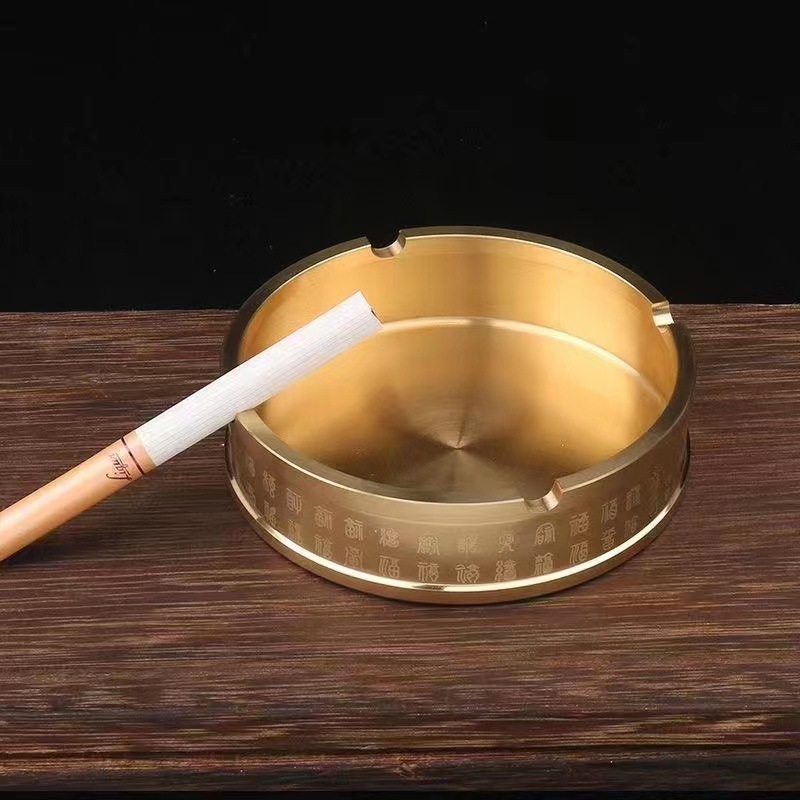 纯黄铜烟灰缸五虎临门烟灰缸万字纹龙凤呈祥烟灰缸创意烟灰缸摆件