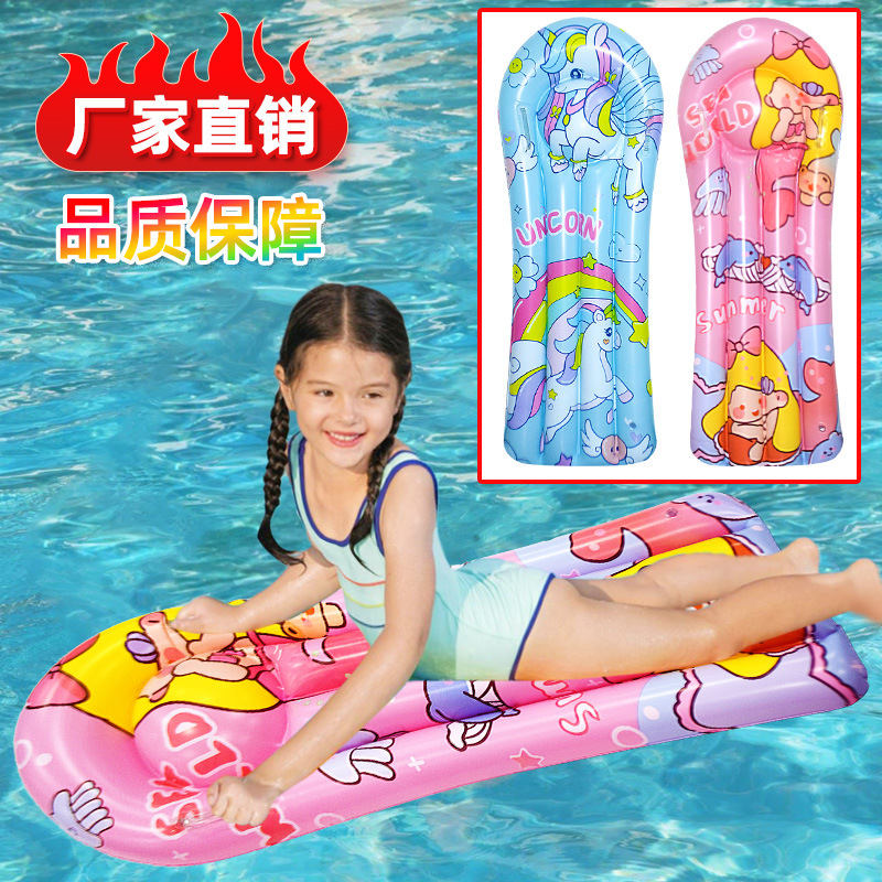跨境新款儿童冲浪板卡通漂浮排pvc加厚双气囊充气浮排折叠冲浪板