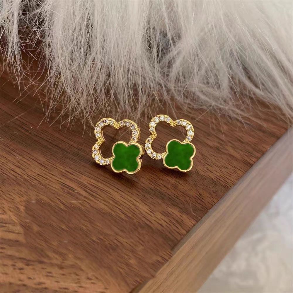 new four leaf clover ear stud special-interest design korean style fashion all-match temperament silver ear studs female earrings