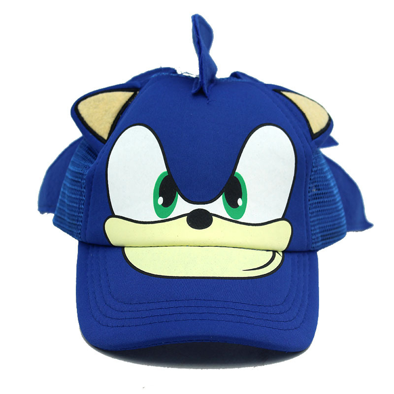 Cross-Border Hot Selling Sonic Hedgehog Cartoon Breathable Net Cap Children Adult Sonic the Hedgehog Sun-Proof Baseball Cap