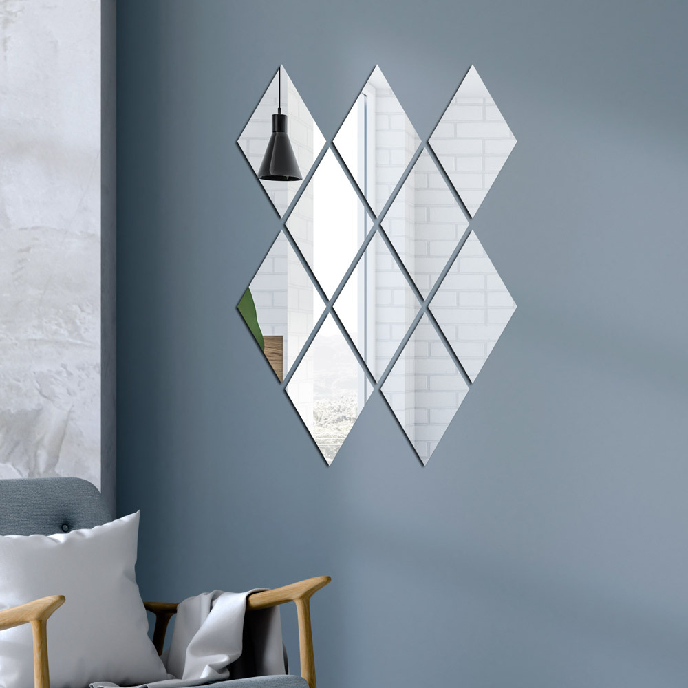 正方形圆形pet亚克力镜面贴自粘全身软镜子diy浴室墙贴纸15*15cm