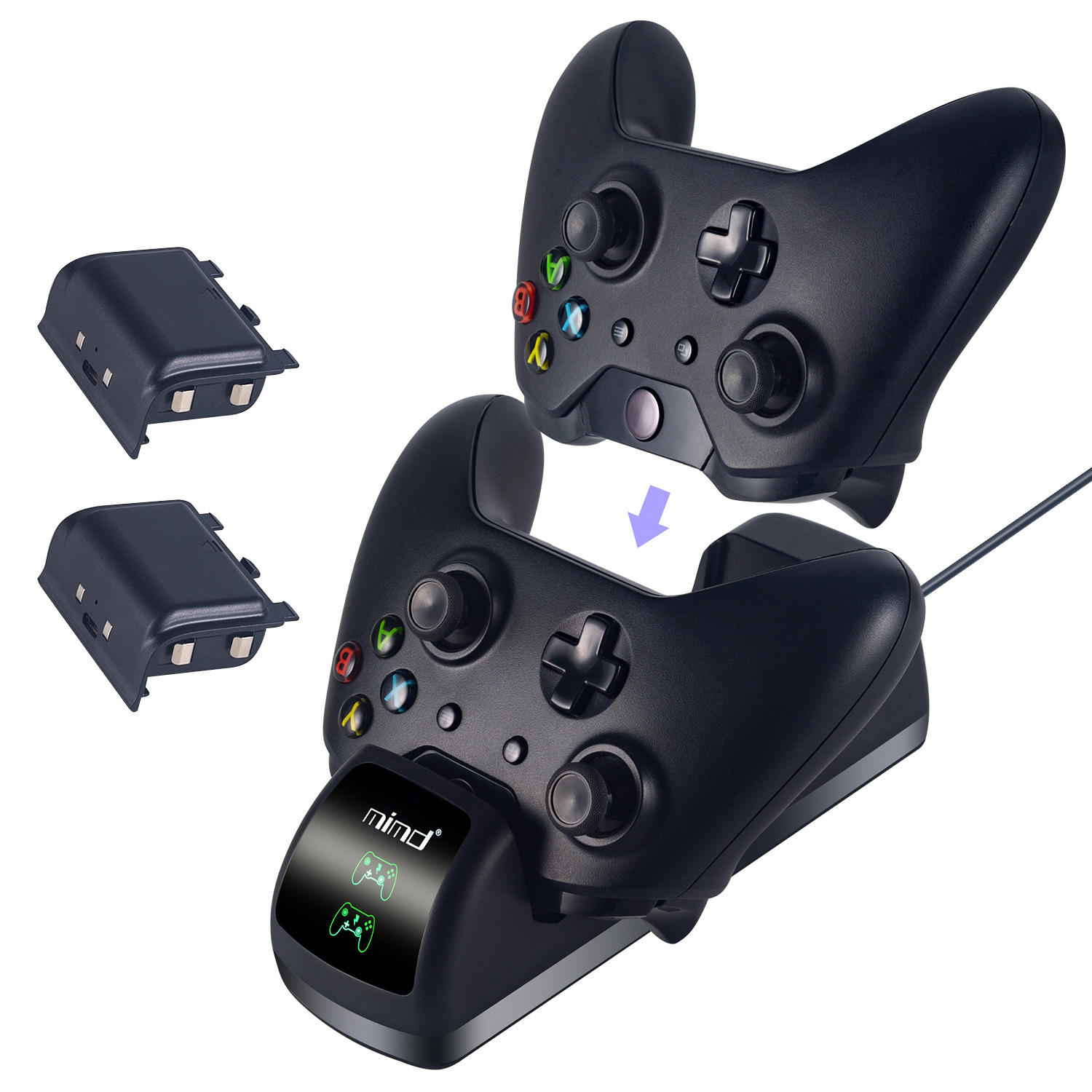 xbox one游戏手柄充电座充底座带双电池带充电指示灯xbox手柄座充