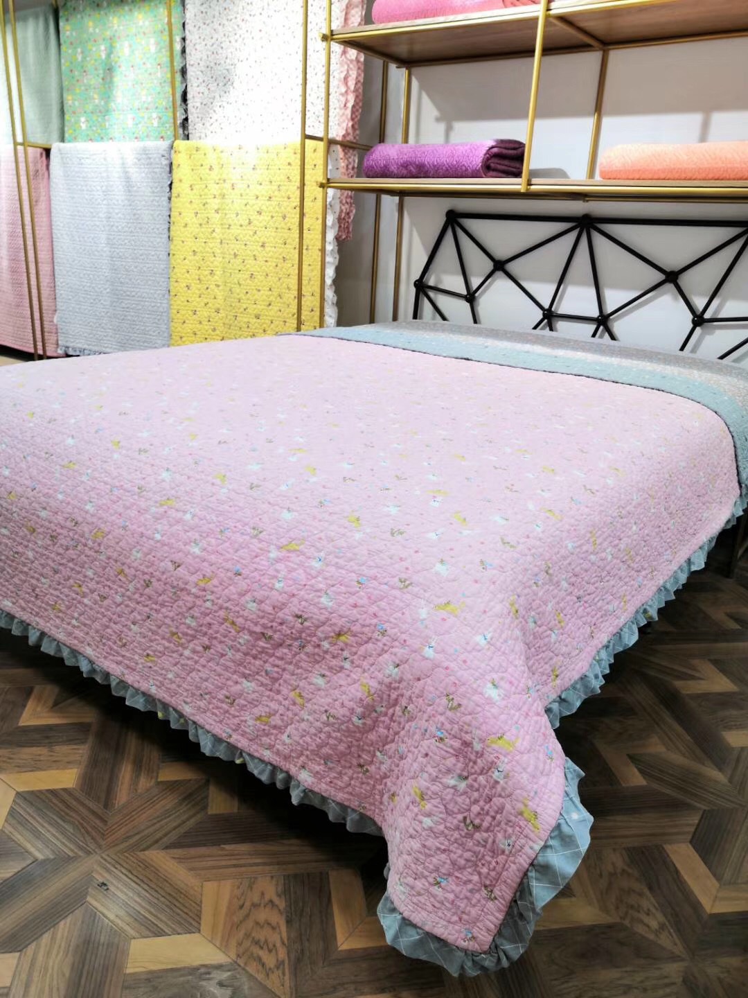 特价~韩国木耳边床盖菲边田园碎花小清新双面斜纹床垫绗缝被衍缝