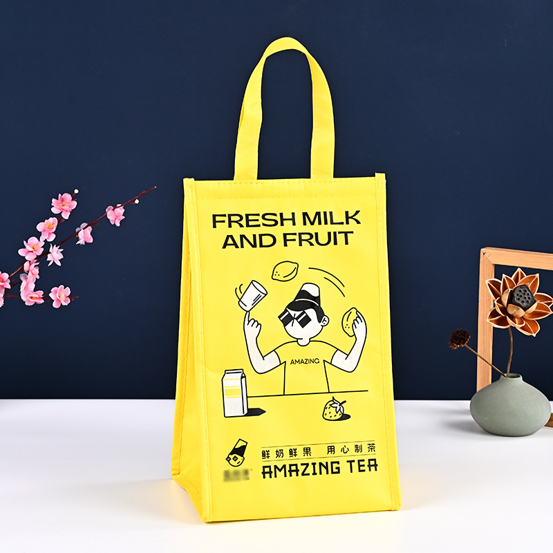 彩印外卖打包奶茶覆膜保温袋无纺布手提包装袋烧烤外送保冷袋批发