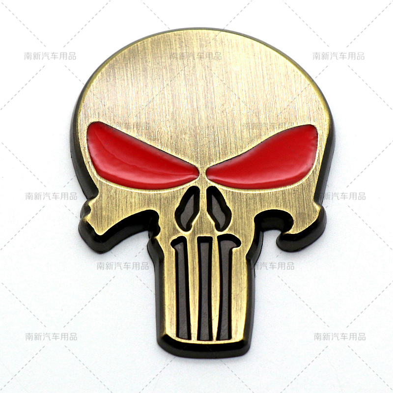 汽车个性装饰贴 惩罚者车标 骷髅头 金属改装车身贴 惩罚者车贴