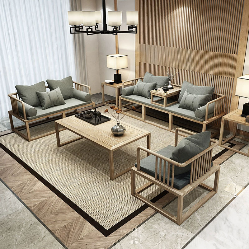 新中式实木沙发组合简约禅意白蜡木罗汉床客厅现代大小户型家具