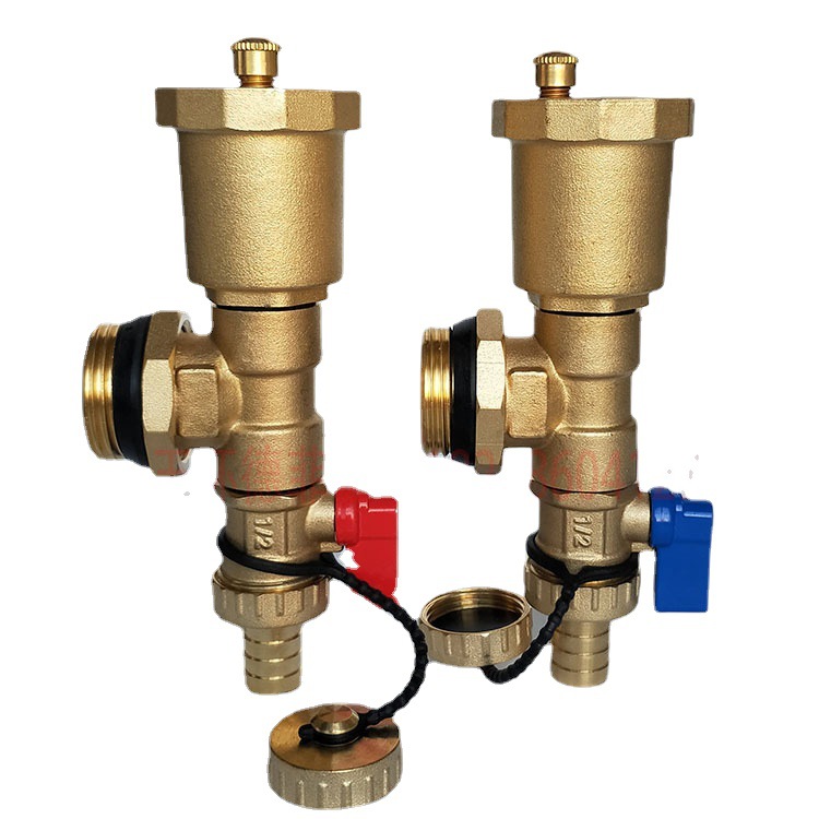 暖气片放水神器 地热地暖分水器末端dn25锁紧三尾件 自动排气阀