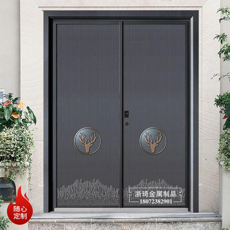 别墅大门防盗门仿铸铝门农村排屋双开门入户门大门乡村家用进户门