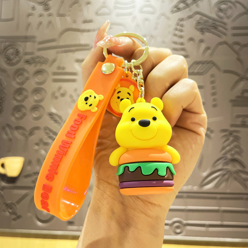 Cartoon Dessert Winnie the Pooh Keychain Crossdressing Pooh Bear Key Chain Handbag Pendant Doll Key Ring Wholesale