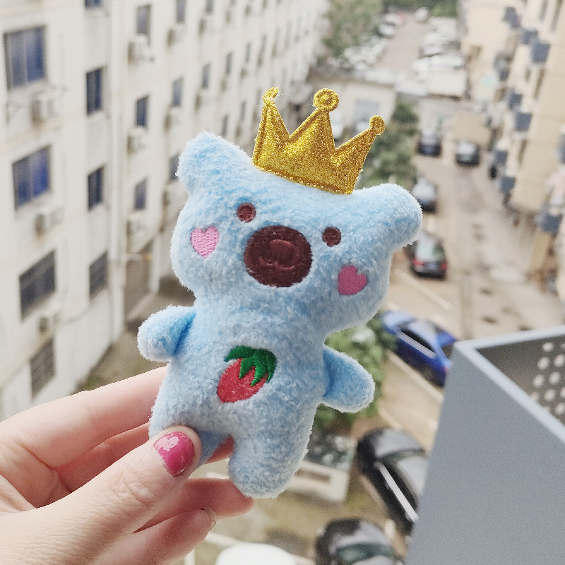 Factory Wholesale Cute Girl Heart Three-Dimensional Plush Doll Crown Blush Bear Pendant Bag Key Sweetheart Bear