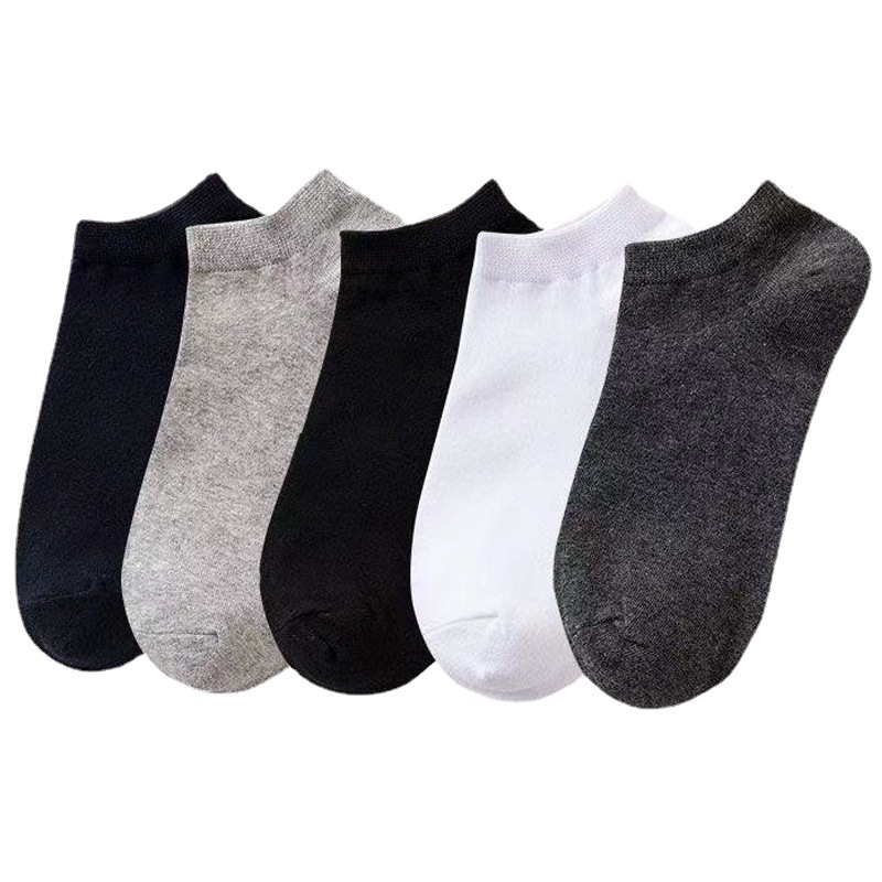 All-Match Black and Gray Zhuji Wholesale Pure Cotton Socks Man's Sports Socks Student Socks Summer Socks White Low Cut Socks