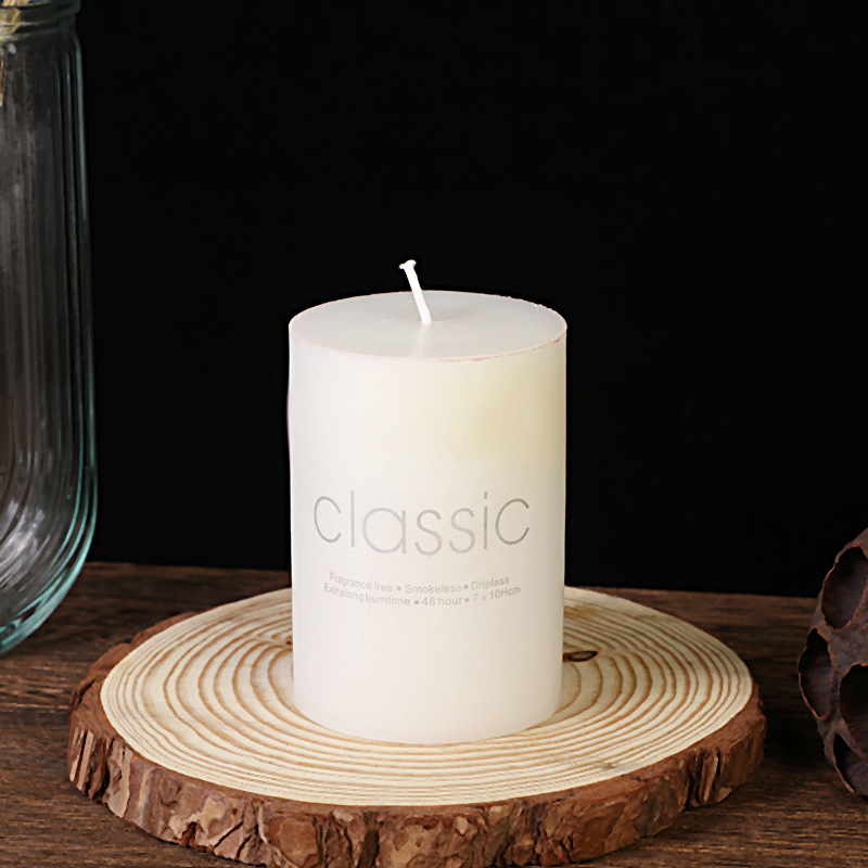 Classic European-Style Ivory White Large Cylindrical Candle Wholesale Smoke-Free Tasteless Romantic Wedding Hotel Decoration Pole Candle Cross-Border