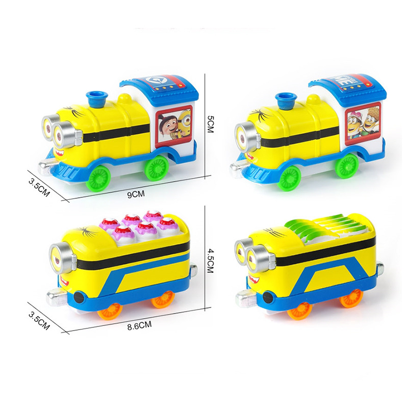 跨境回力合金车双磁性拼接小火车头儿童玩具小黄人仿真汽车模型