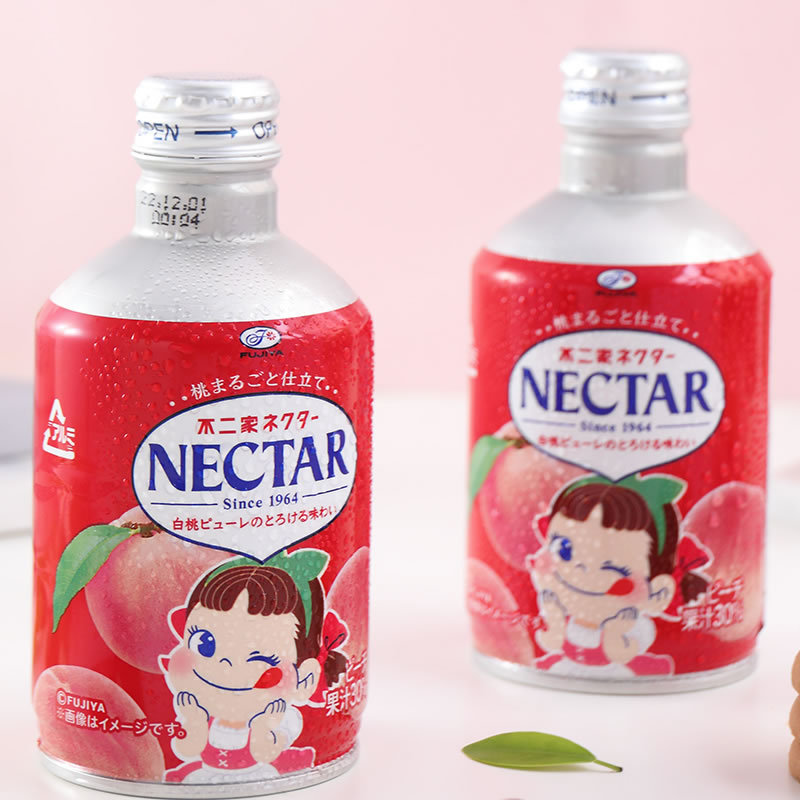 日本进口不二家nectar白桃汁桃子味果肉30%果汁高颜值饮料290ml