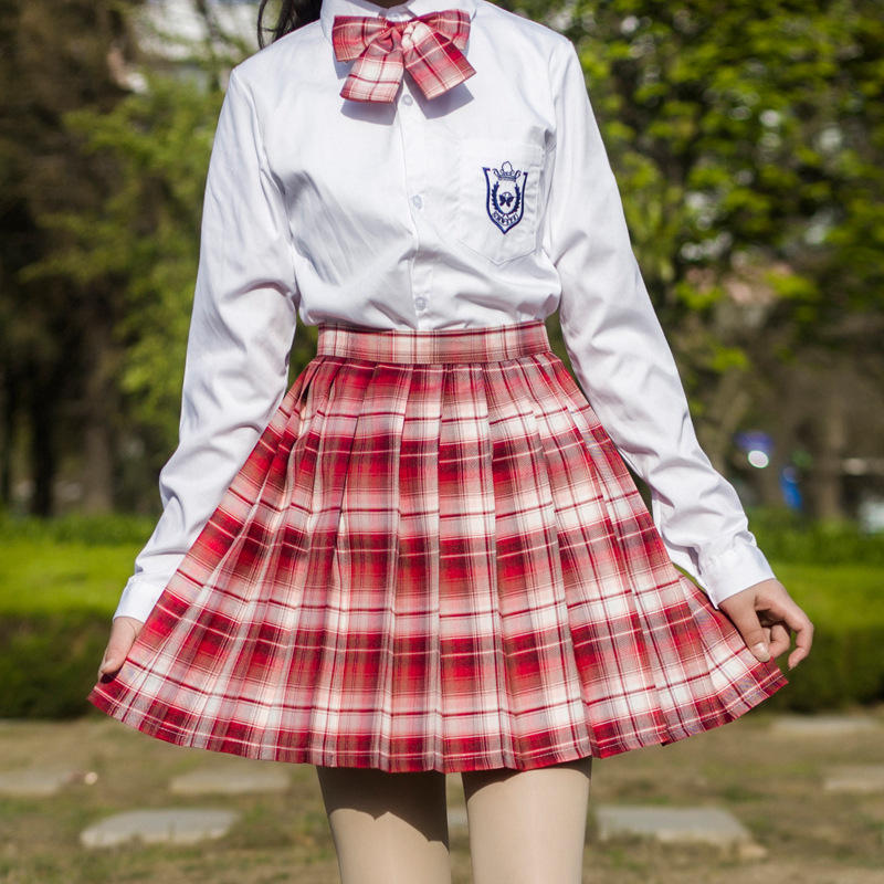 厂家批发韩版校服班服学院风jk制服套装百褶裙小学生白衬衫表演服
