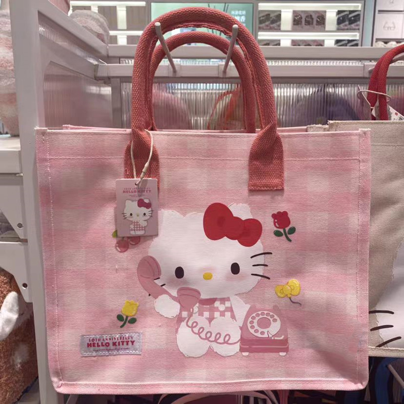 hellokitty2024新款 卡通手提包帆布印花凯蒂猫女购物袋-阿里巴巴