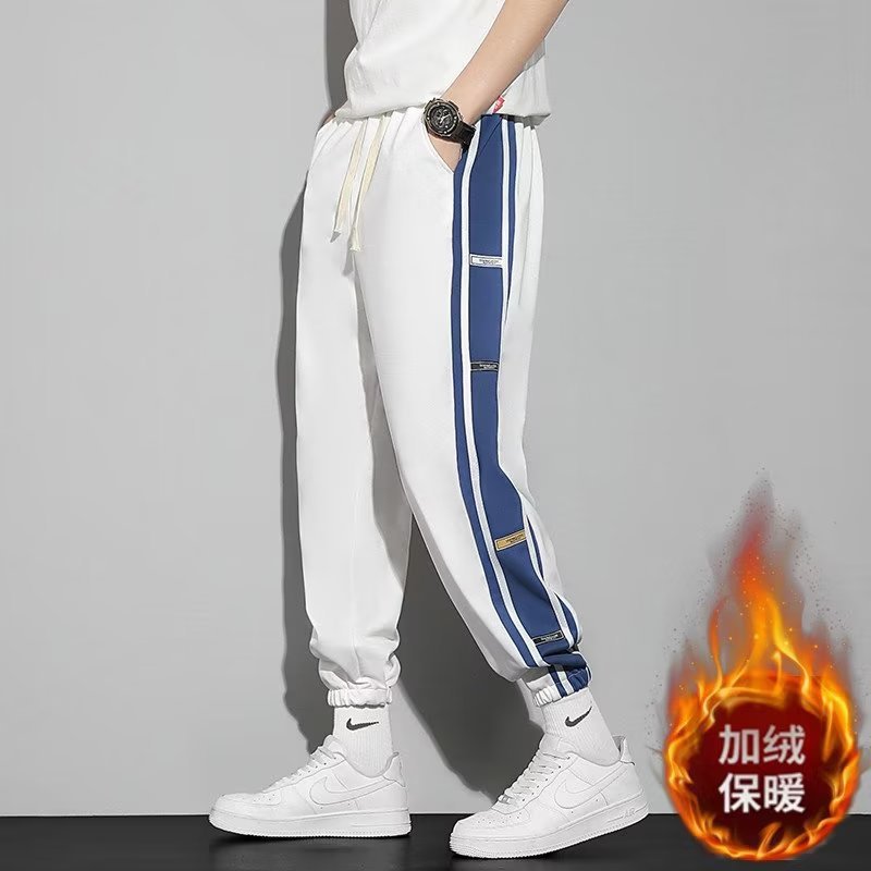 Autumn and Winter New Fashion Brand Sweatpants Men's Exercise Ankle-Tied Trendy Fleece-Lined Casual Trousers Winter Loose and Warm Pants