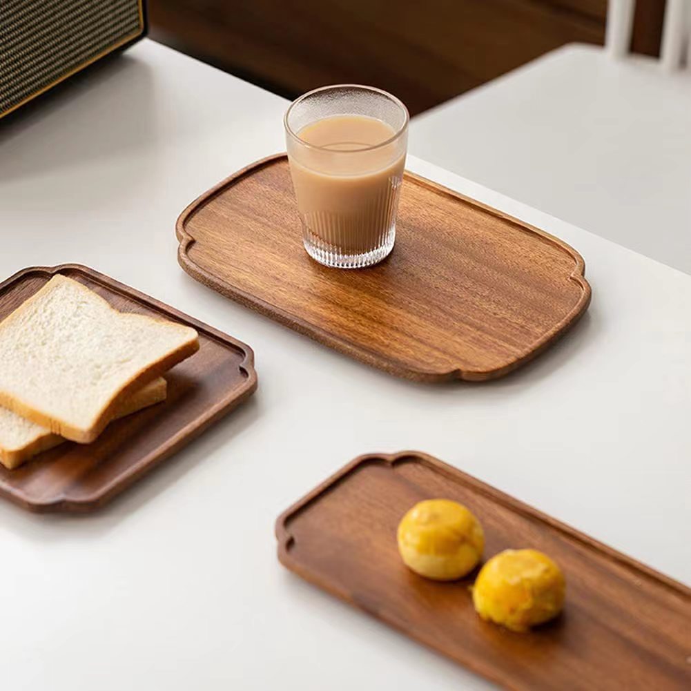 Factory Direct Supply Household Tableware Tray Tea Set Creative Display Plate Living Room Coffee Table Wooden Fruit Plate