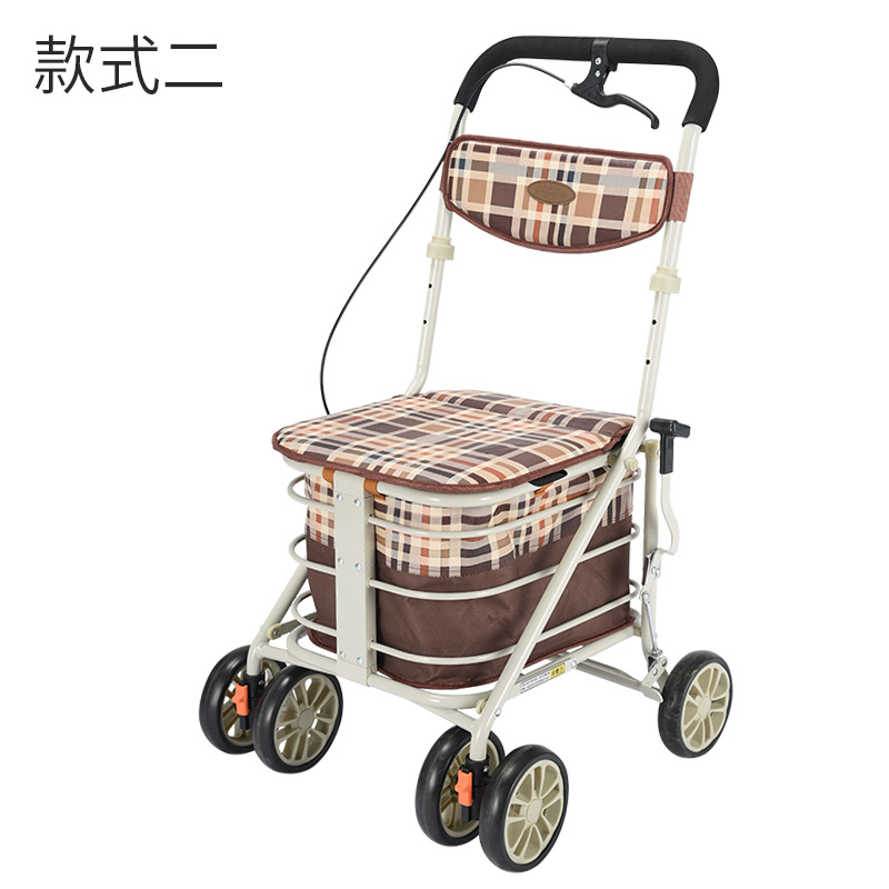老年购物车老人手推车可推可坐车轻便折叠助行代步车买菜车