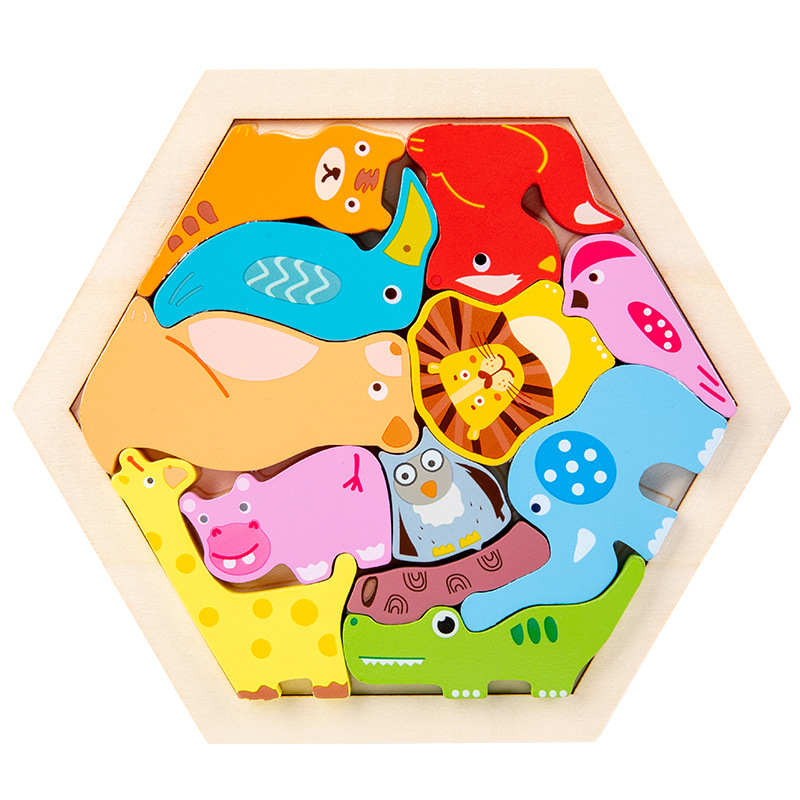 Wooden Puzzle Ideas Three-Dimensional Cartoon Puzzle Children's Hands-on Brain Ability Training Shape Assembling Educational Toys