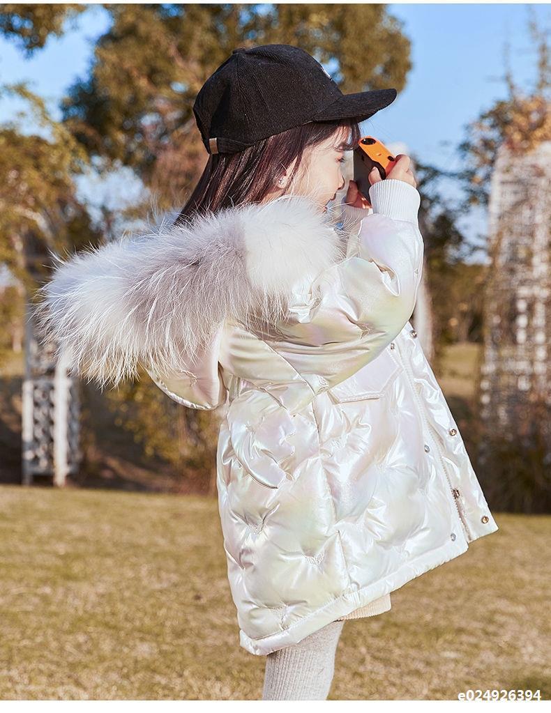 儿童羽绒服亮面免洗儿童羽绒服女童帅气大童中长款棉袄男女外套