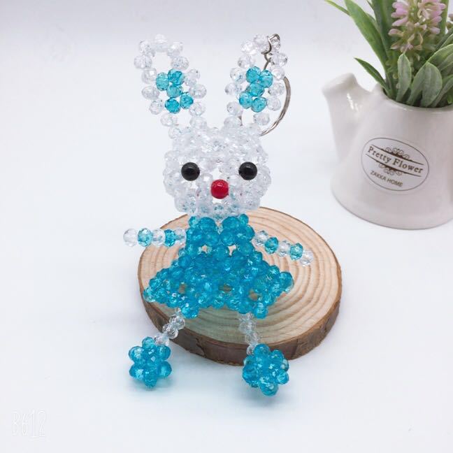 纯手工串珠花裙兔十二生肖兔钥匙挂件包包小挂件装饰兔卡通兔