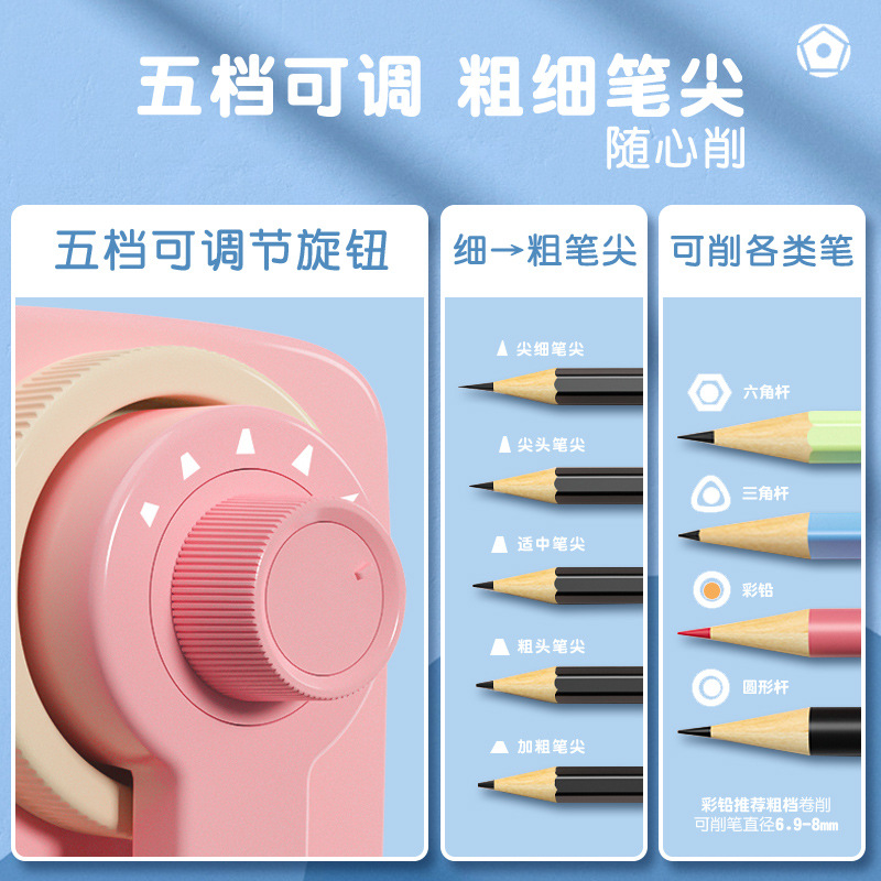 Deli Hand-Cranking Pencil Sharpener Only for Pupils Pencil Sharpener Penknife Automatic Lead Feeding Children Pencil Shapper Wholesale