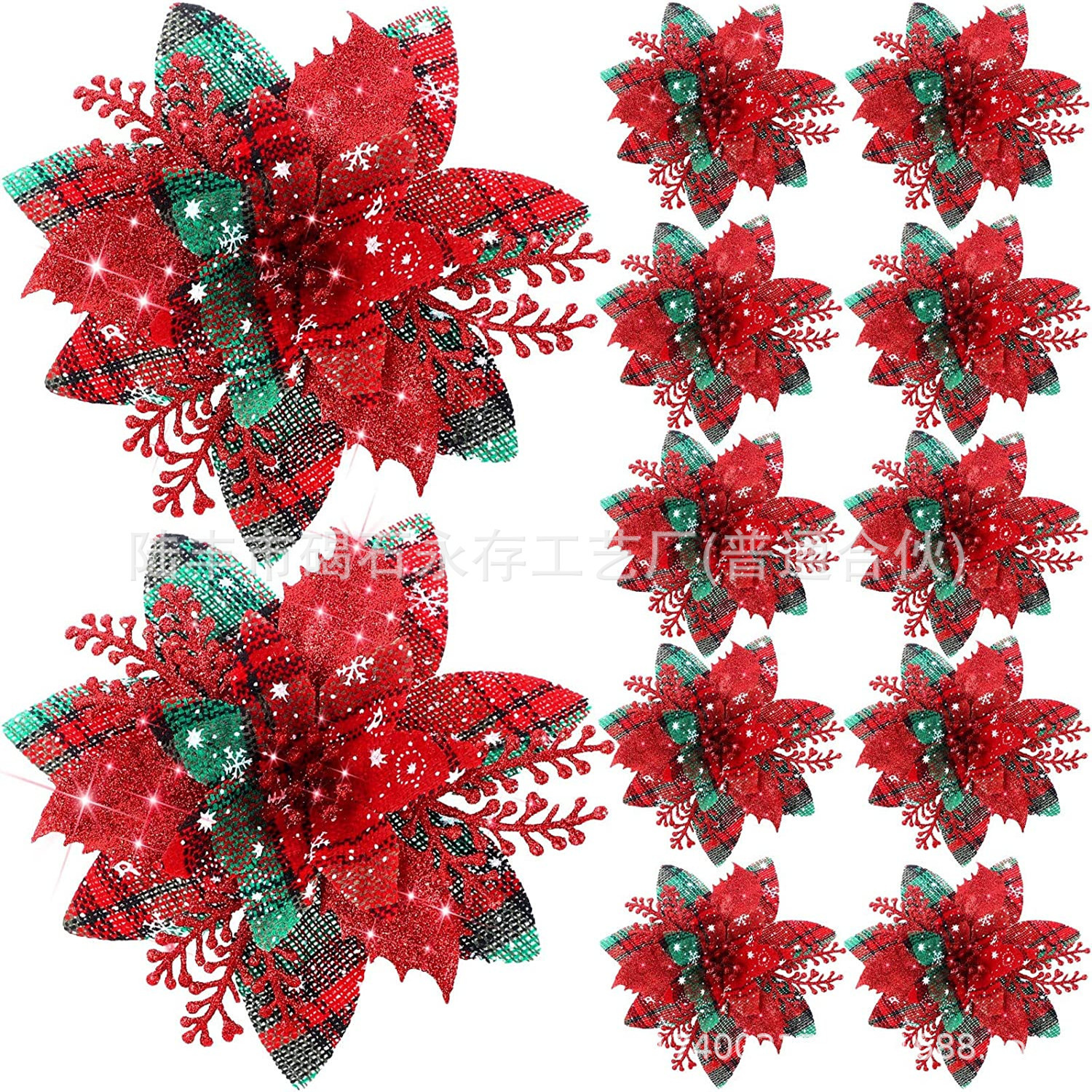 14. 5cm New Christmas Decorations Golden Pink Flower Rattan Garland Flower Door and Window Christmas Flower Factory Wholesale