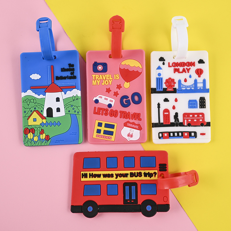 Popular Creative PVC Cartoon Luggage Tag Luggage Identification Tag Flexible Glue Boarding Pass Cute Gift PVC Card Holder