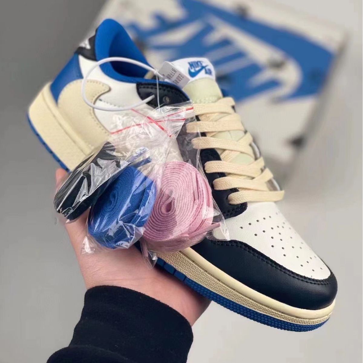 莆田纯原闪电倒钩低帮 aj1 三方联名ts闪电藤原浩倒钩鬼脸篮球鞋